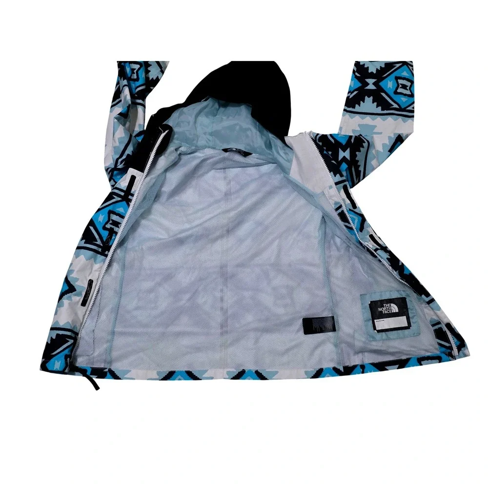 The North Face Girls Southwestern Print Hooded Jacket Sz 10/12 Blue‎ Black White